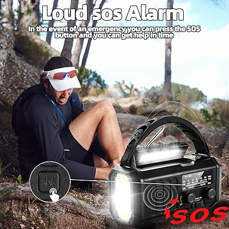 Emergency Weather Radio,37000mWh Crank Radio, Portable NOAA/AM/FM Weather Radio, Reading Light, Solar Radio, SOS Emergency Flashlight, Multiple Power Sources,for Hurricanes and Emergencies