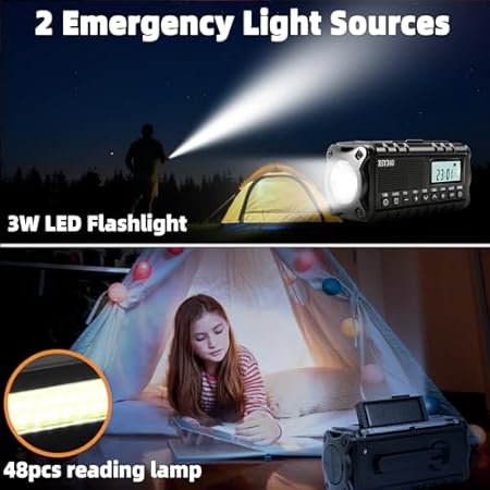 Upgraded 37000mWh Emergency Hand Crank Radio AM/FM with LED Flashlight Solar Radio, Portable Weather Radio, Emergency Cell Phone Charger for Family Outdoor Camping and Emergency Rescue Us