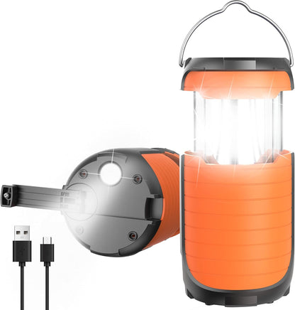 Solar Camping Lantern,Rechargeable Battery Powered Camping Lantern, 2 Lighting Modes, 5000mAh Long Battery Life, USB Charging Port, Waterproof Camping Lamp for Emergency/ Hiking/ Fishing