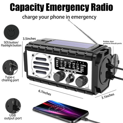 QAUYYW Emergency Radio, 20000mAh/74000mWh Weather Radio, Solar Hand Crank Radio with AM/FM/NOAA/SW Weather Alert,Flashlight & Reading Lamp, SOS Alarm, Phone Charger for Indoor Outdoor Emergency