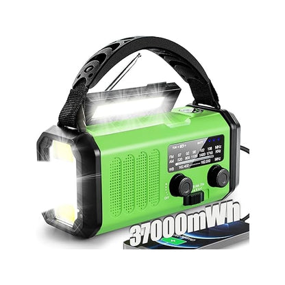 37000mWh Emergency Hand Crank Radio AM/FM with LED Flashlight Solar Radio, Portable Weather Radio, Emergency Cell Phone Charger for Family Outdoor Camping and Emergency Rescue Us