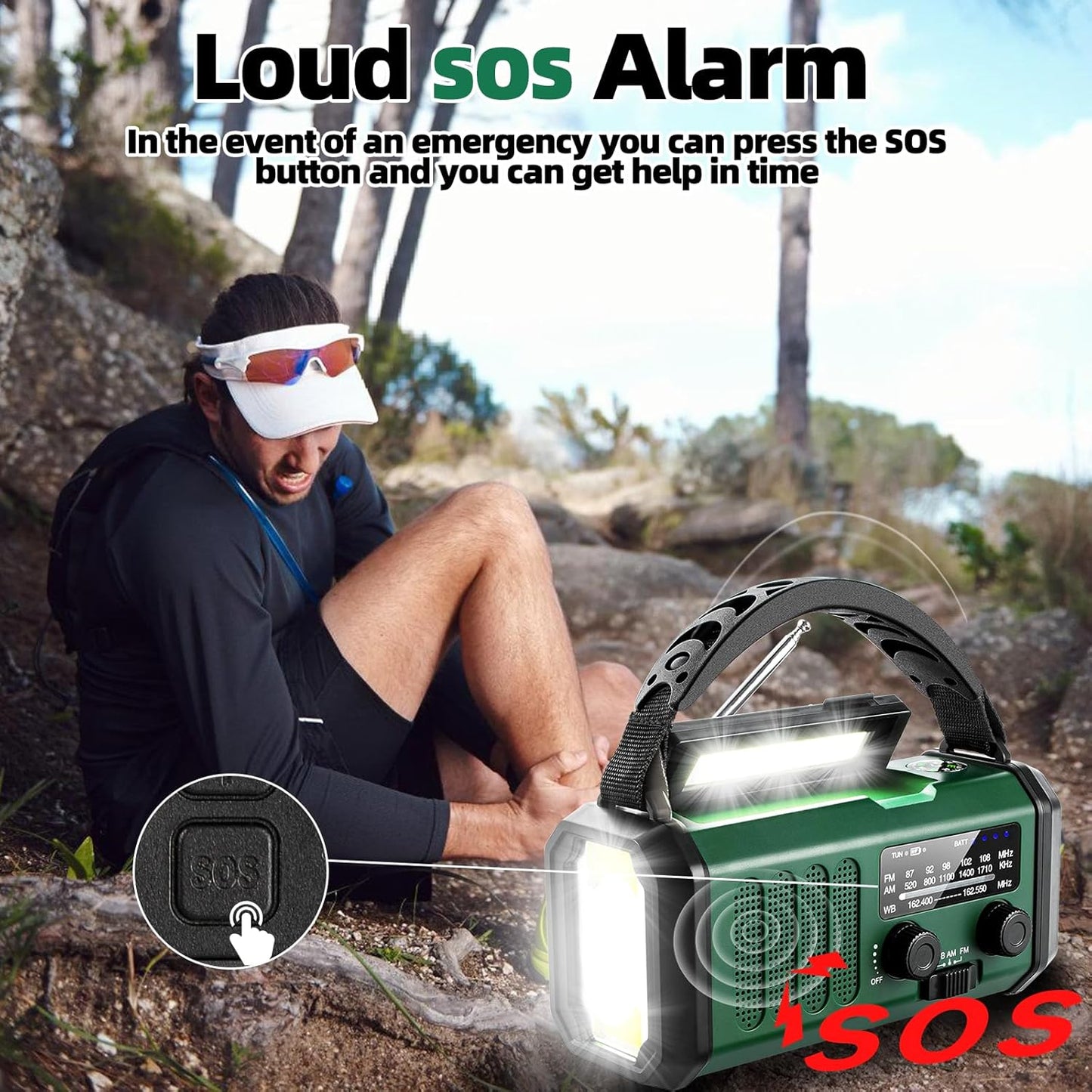 Hand Crank Emergency Radio,37000mWhSolar Powered Hand Crank Portable Radio,NOAA AM FM Weather Radio with 3Mode Flashlight and Reading Light,Cell Phone Charger,Home and Emergency Distress Signal